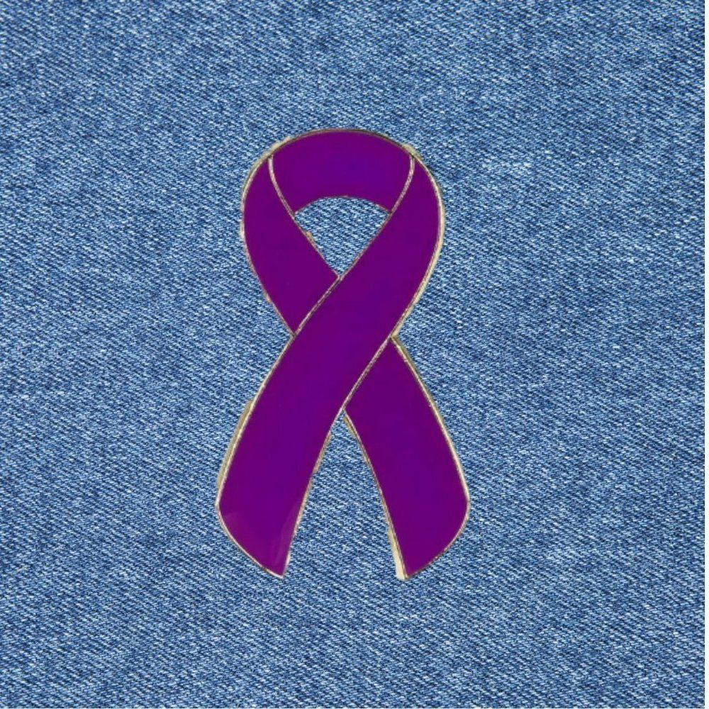 Purple Awareness Ribbon Pin Enamel 1Inch Jacket‎ Backpack
